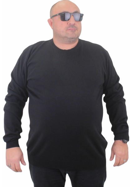 Mocgrande Erkek Büyük Beden Sıfır Yaka Basic Triko Kazak 23750 Sıyah