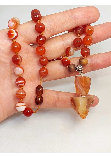 Akik Taşı Düğümlü Unisex Tasarım Kolye 8mm (45020) fiyatları