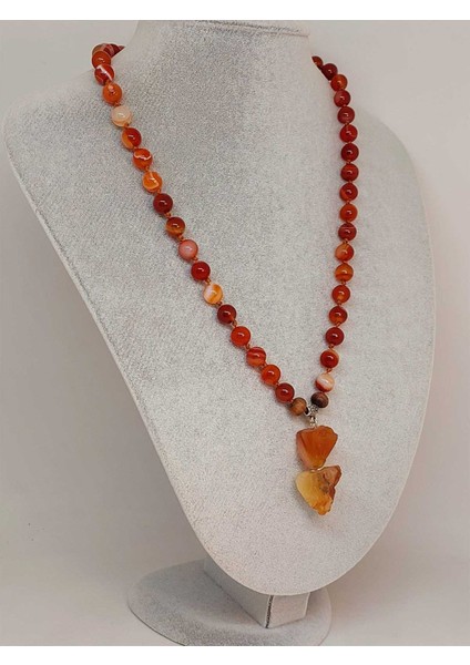 Akik Taşı Düğümlü Unisex Tasarım Kolye 8mm (45020) fırsatları