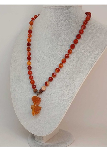 Akik Taşı Düğümlü Unisex Tasarım Kolye 8mm (45020) indirimleri