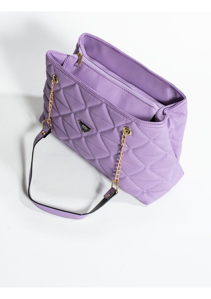 Siyah Kapitone 3 Bölme Fermuar Kapama Zincir Askılı Astarlı El Kol ve Omuz Çantası modelleri