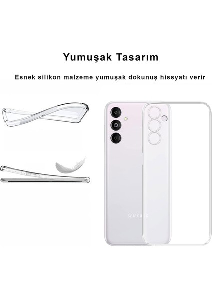 Samsung Galaxy M14 Kılıf Şeffaf Kamera Korumalı Tıpalı Yumuşak Silikon