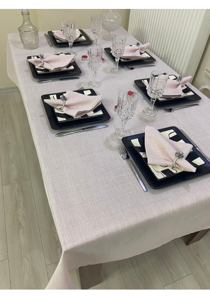 Simli Polyester Keten Dertsiz Masa Örtüsü Pudra Pembe indirimleri