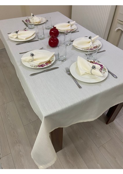 Simli Polyester Keten Dertsiz Masa Örtüsü Krem fırsatları