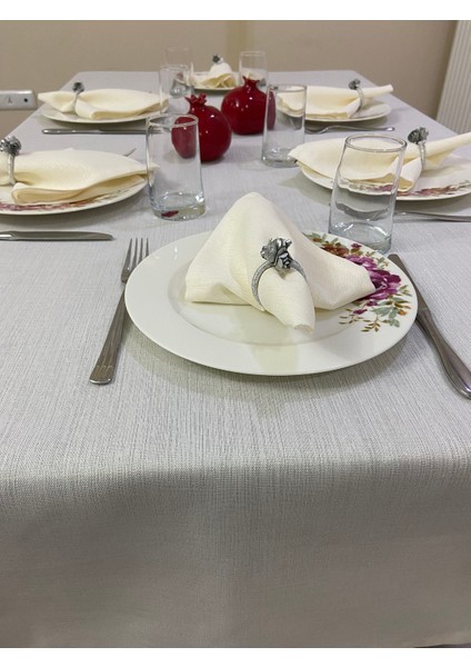 Simli Polyester Keten Dertsiz Masa Örtüsü Krem indirimleri