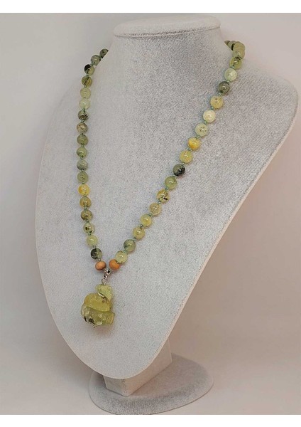 Prehnit Taşı Düğümlü Unisex Tasarım Kolye 8mm (45050) indirimleri