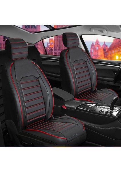 Jeep Grand Cheroke Yeni Uyumlu Ön Arka 5 Li Set Londra Serisi Oto Koltuk Kılıfı Siyah Kırmızı Renk