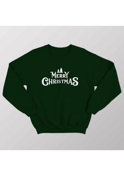 Kadın Yeşil Oversıze Içi Merry Chrıstmas Yazılı Sweatshırt