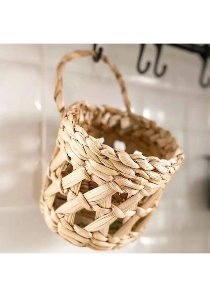Dekoratif Çok Amaçlı / Hasır Saksı Sepet / Askı Sepet / Duvar Sepet 10 x 10 cm