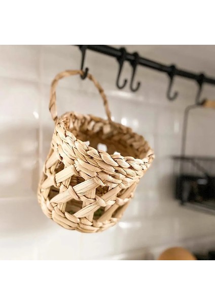Dekoratif Çok Amaçlı / Hasır Saksı Sepet / Askı Sepet / Duvar Sepet 10 x 10 cm