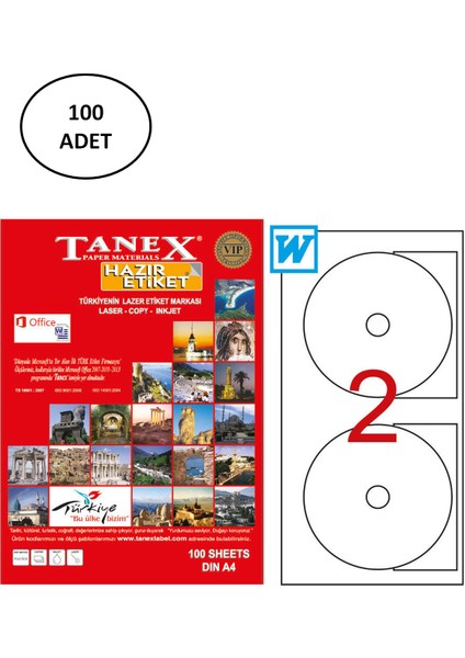 Laser Etiket 100'lü 117 mm
