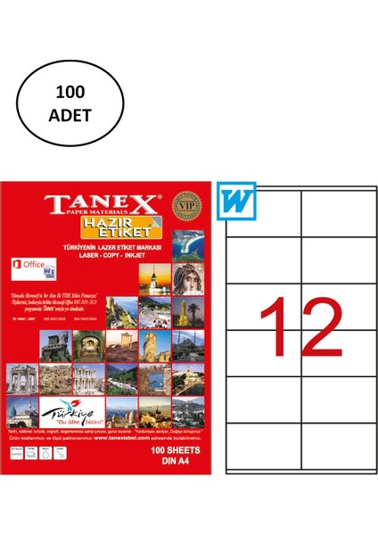 TW-2612 Lazer Etiket 105 x 48 mm 100'lü