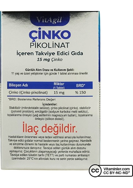 Vitagil Çinko Pikolinat 60 Tablet fiyatları