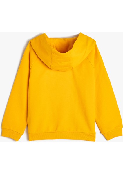 Kapşonlu Sweatshirt Uzun Kollu Aslan Baskılı Pamuklu