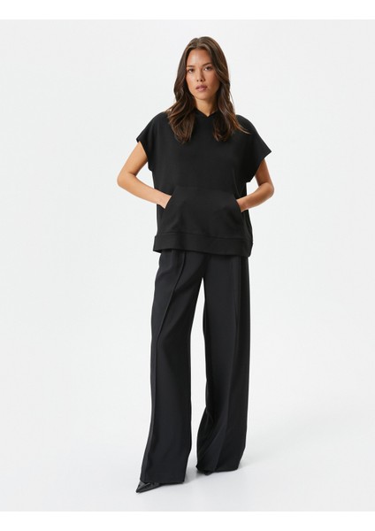 Kapşonlu Sweatshirt Kısa Kollu Kanguru Cepli Viskoz fiyatları