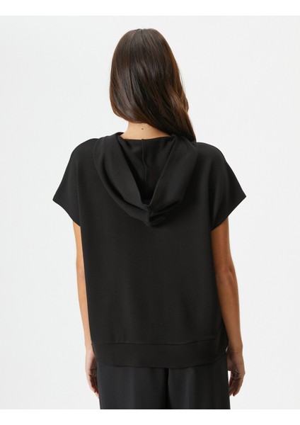 Kapşonlu Sweatshirt Kısa Kollu Kanguru Cepli Viskoz fırsatları