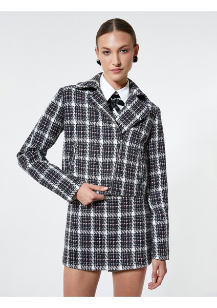 Crop Tüvit Ceket Kruvaze Kapama Fermuar Detaylı fırsatları