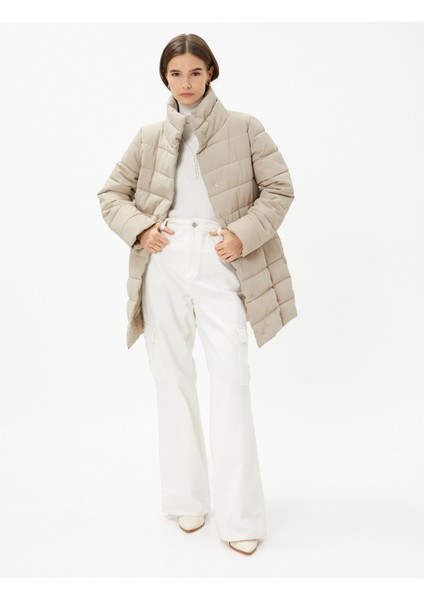 Şişme Mont Dik Yaka Çıtçıtlı Relax Fit