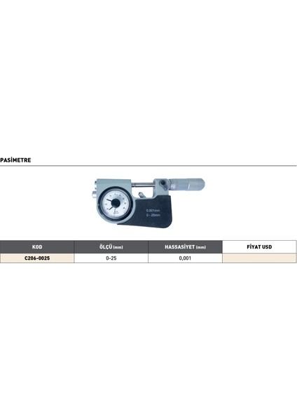 0-25 mm Pld Pasimetre