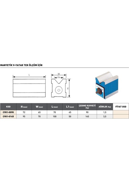 95X70X100X50 Pld Manyetik V-Yatak Tek Ölçüm Için modelleri
