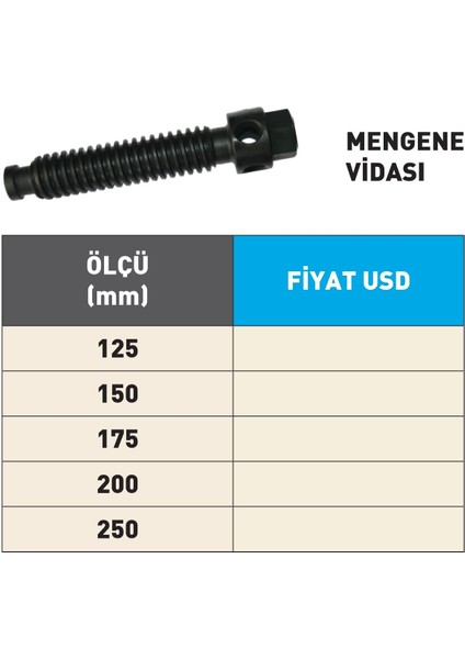 250MM Krasnic Mvn Süper Hassas Mengene Vidası fiyatları