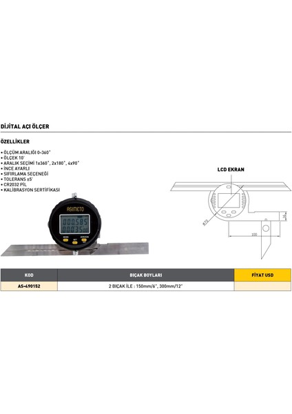 AS-490152 Asimeto Dijital Açı Ölçer modelleri