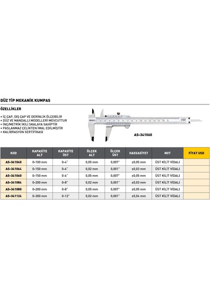 0-200MM Asimeto Düz Tip Mekanik Kumpas AS-341080 fiyatları