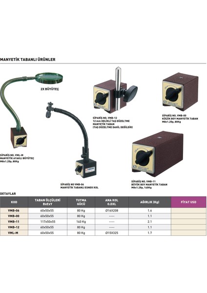 60X50X55 Vertex Manyetik Ayaklı Büyüteç Vml-M fiyatları