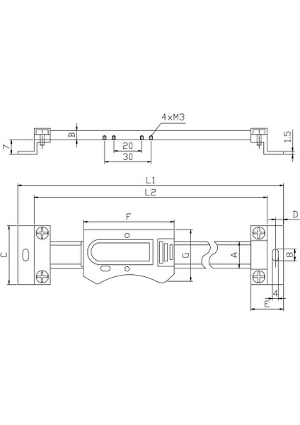 0-1000 mm Asimeto Yatay Dijital Doğrusal Cetvel AS-326405