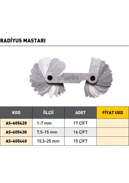 0,4-7mm Asimeto Diş Tarağı AS-605508