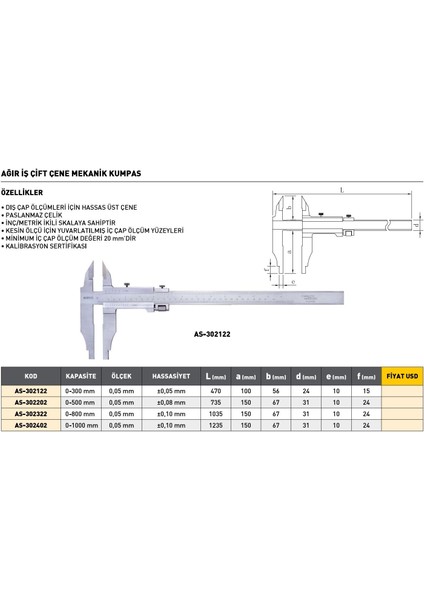 0-1000MM Asimeto Ağır Iş Çift Çene Mekanik Kumpas AS-302402