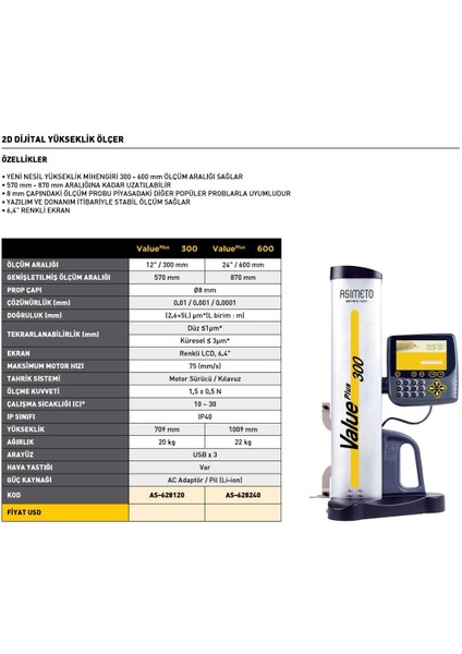 AS-628120 Asimeto 2d Dijital Yükseklik Ölçer