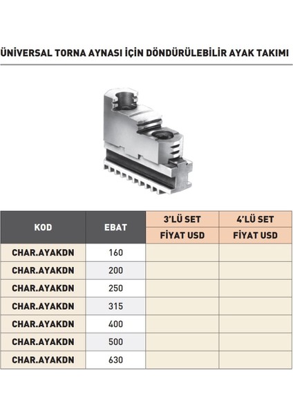 250MM Harvest Kepenkli Torna Aynası Için 4 Lü Set Dönürülebilir Ayak Takımı