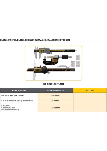 0-8”X.0005” Asimeto Dijital Derinlik Kumpası AS-327087