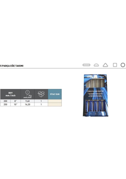 250MM Tome 5 Parça Eğe Takımı fiyatları