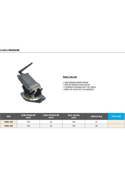 125MM Krasnic 2 Açılı Mengene fiyatları