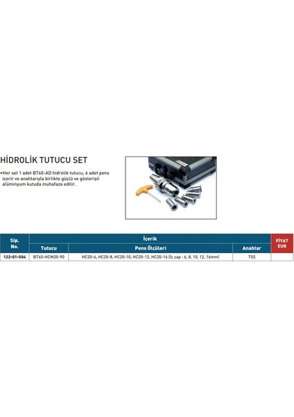 BT40-HCM20-90 Harlingen JISB6339 Hidrolik Tutucu Set fiyatları