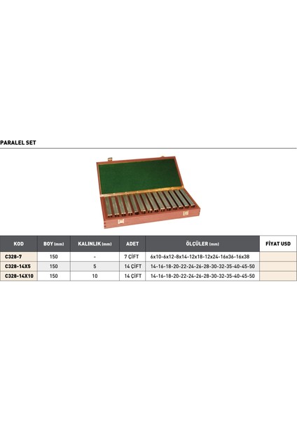 150MM Pld Paralel Seti 14 Çift fiyatları