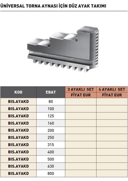 100MM Bison 3 Ayaklı Set Düz Ayak Takımı
