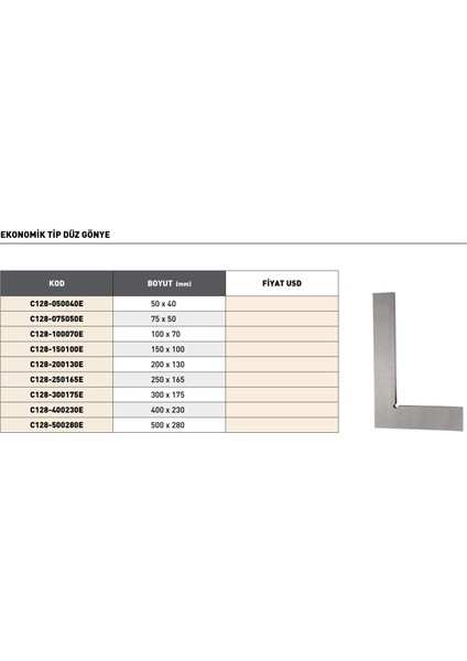 250X 165MM Pld Ekonomik Tip Düz Gönye