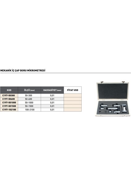 50-1000 mm Pld Mekanik İç Çap Boru Mikrometresi fiyatları