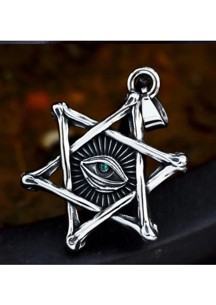 Paslanmaz Çelik Antik Mısır Horus Yeşil Göz Kolye / Illuminate Kolye /ra Kolye
