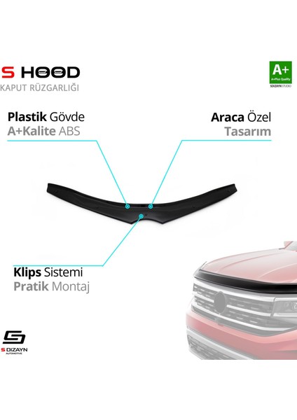 S-Dizayn Toyota Auris Abs Plastik Kaput Rüzgarlığı 2013-2017 A+Kalite
