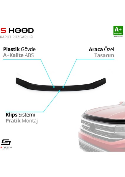 S-Dizayn Volkswagen Passat B8 Abs Plastik Kaput Rüzgarlığı 2015 Üzeri A+Kalite fiyatları