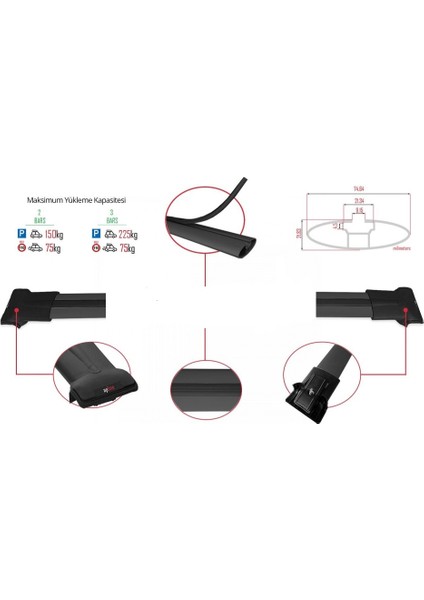 Mercedes V Class W447 2014 Üzeri Basic Model Siyah Ara Atkı modelleri