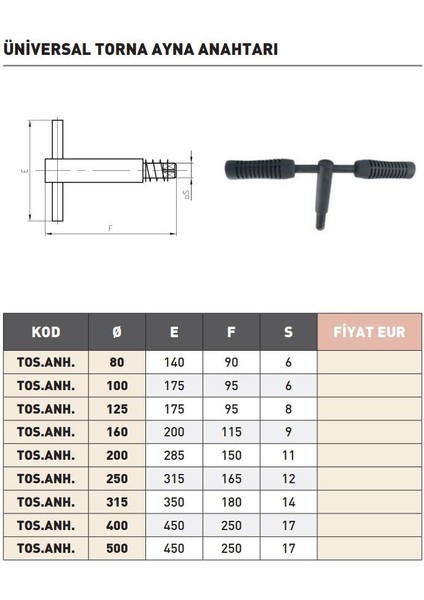 160MM Tos Torna Ayna Anahtarı