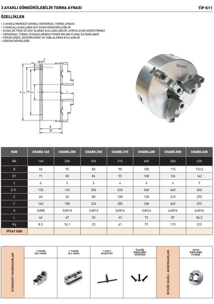 315MM Harvest 3 Ayaklı Döndürülebilir Torna Aynası modelleri