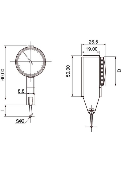 0,8 mm Asimeto Yatay Komple Salgı Komparatör Saati AS-501087