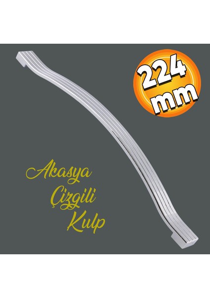 Akasya Mobilya Mutfak Dolabı Çekmece Dolap Kapak Kulpu Düz Ayder Metal Kulbu Kulp Kulpu 224 mm Krom