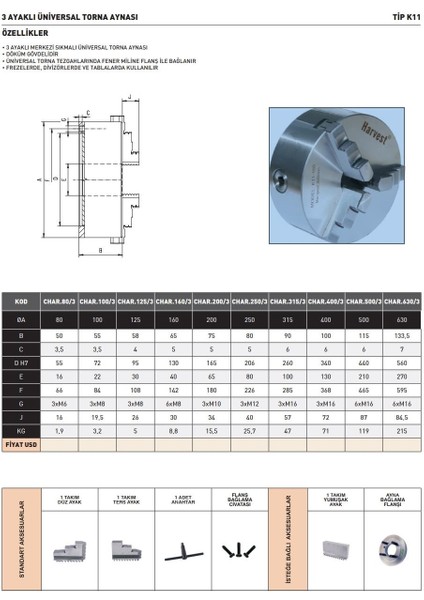160/3 Harvest 3 Ayaklı Torna Aynası modelleri